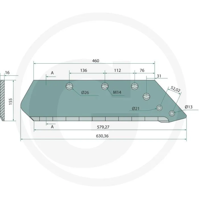 HEAVY DUTY SCHAAR RECHTS, 16"  PASSEND VOOR LICHAAM: H, C