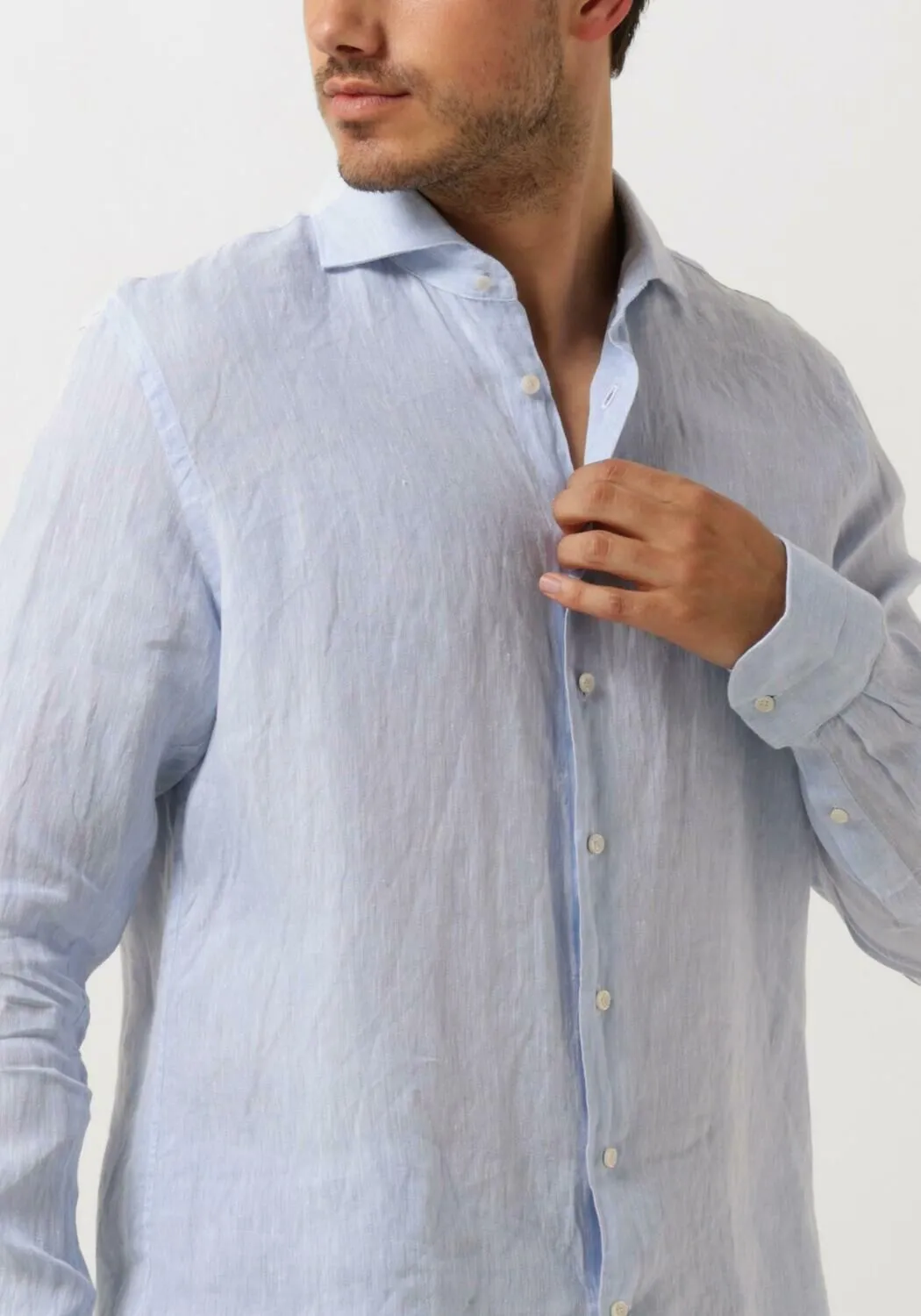 PROFUOMO HEREN OVERHEMDEN SHIRT XCUTAWAY SC LINNEN LICHTBLAUW
