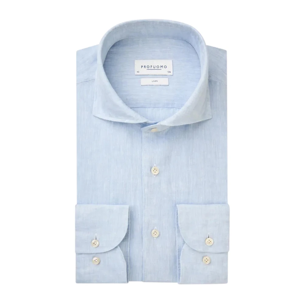 PROFUOMO HEREN OVERHEMDEN SHIRT XCUTAWAY SC LINNEN LICHTBLAUW