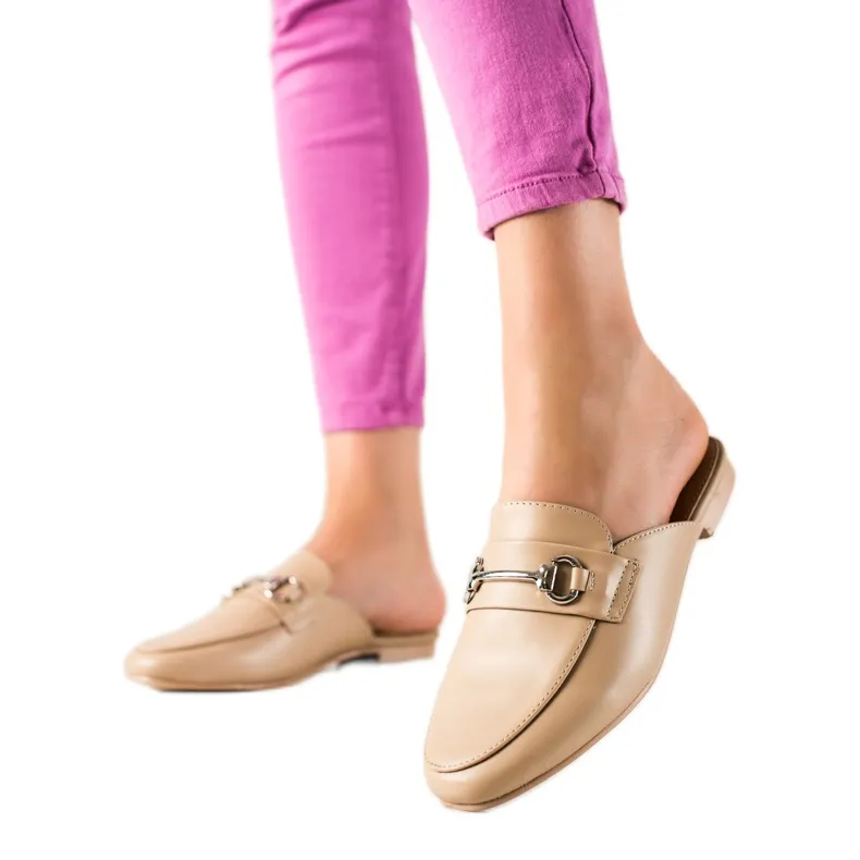 SHELOVET Beige pantoffels mocassins