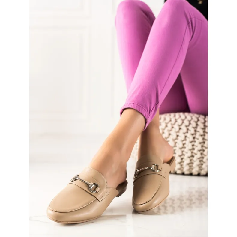 SHELOVET Beige pantoffels mocassins
