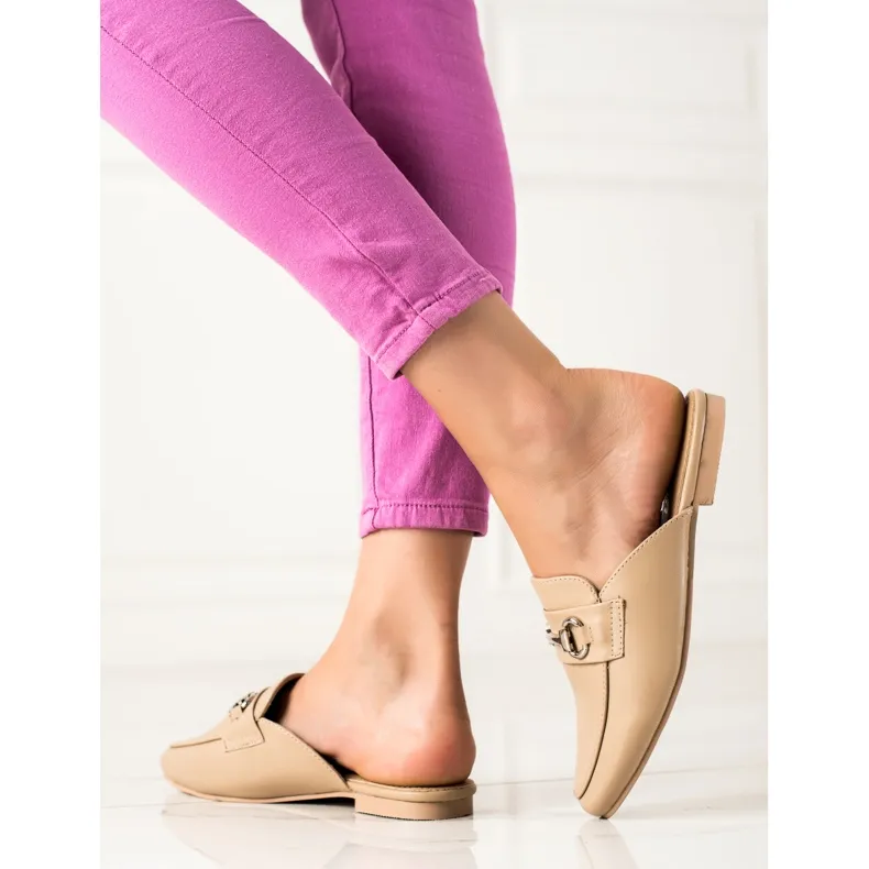 SHELOVET Beige pantoffels mocassins